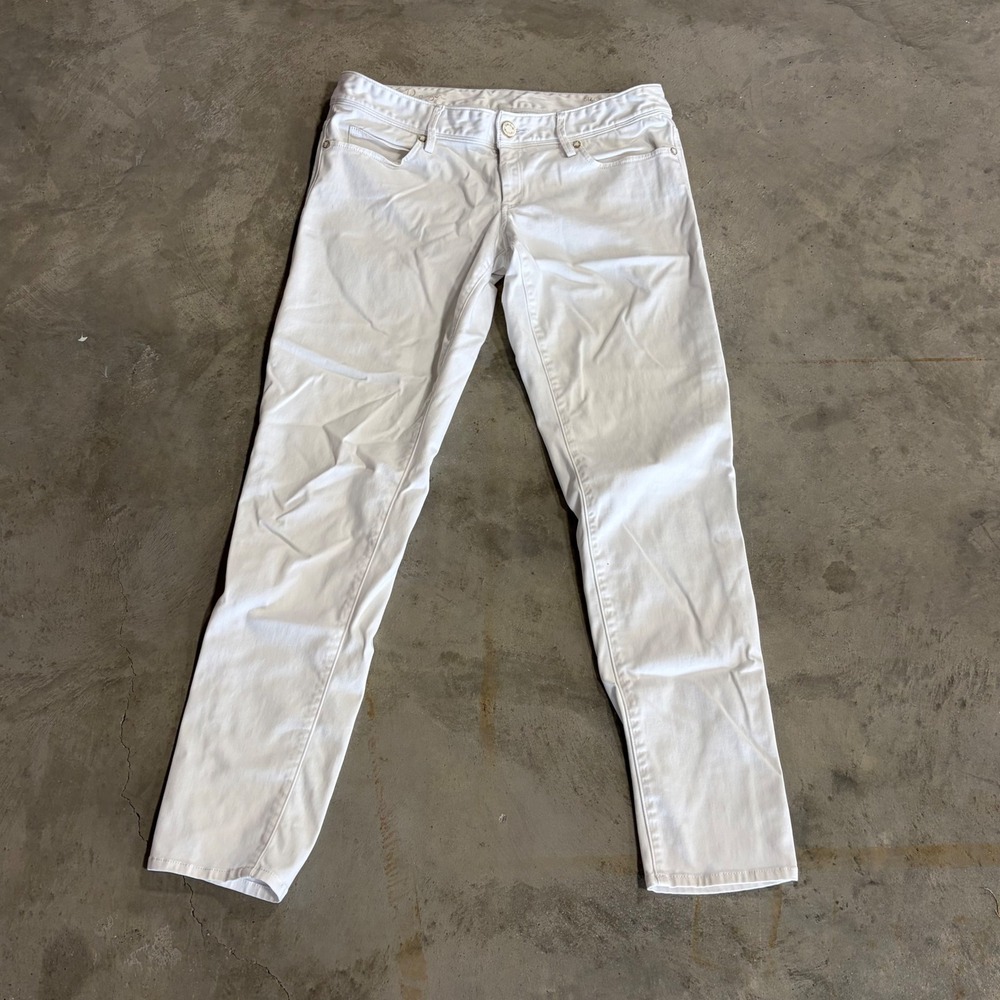 Lilly Pulitzer Worth Skinny Pants Womens 8 White Denim Jeans Stretch Low Rise